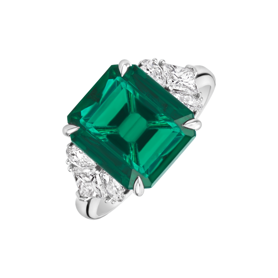 Prsten s diamanty a smaragdem Vionara