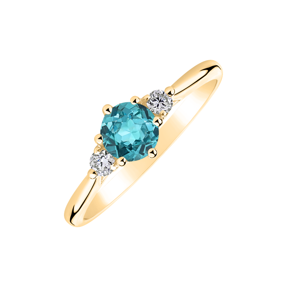 Prsten s diamanty a apatitem Midnight Serenity
