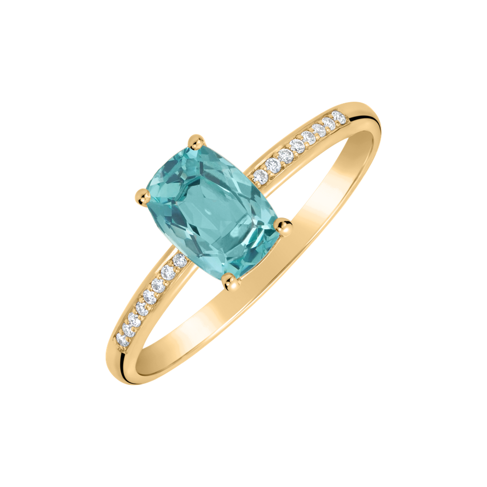 Prsten s diamanty a apatitem Light of Spring