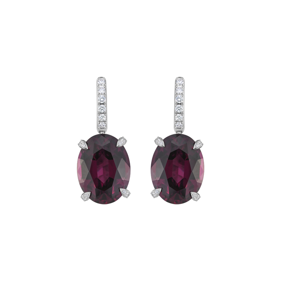 Náušnice s diamanty a rhodolitem Emeris