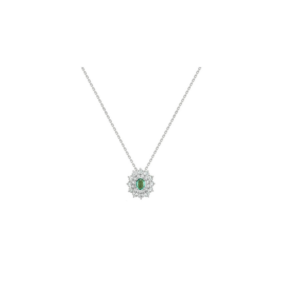 Náhrdelník s diamanty a smaragdem Queen of Emerald