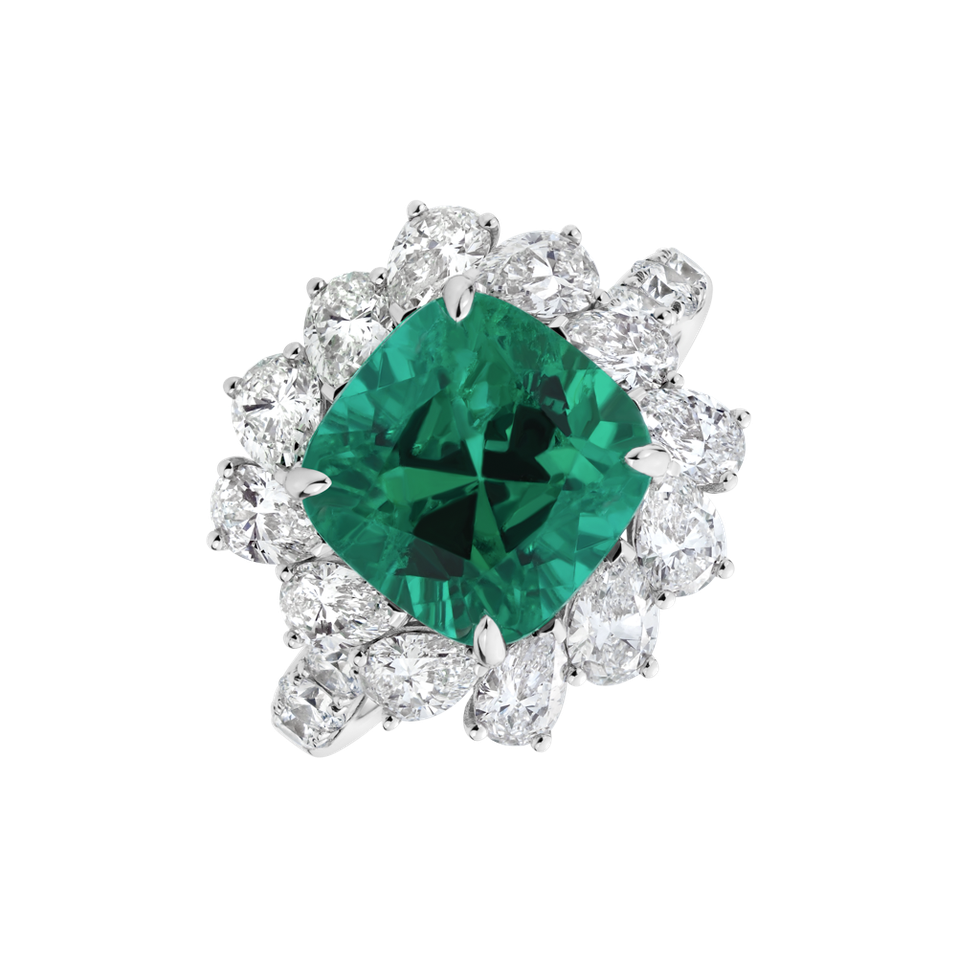 Prsten s diamanty a smaragdem The Forest Guardian