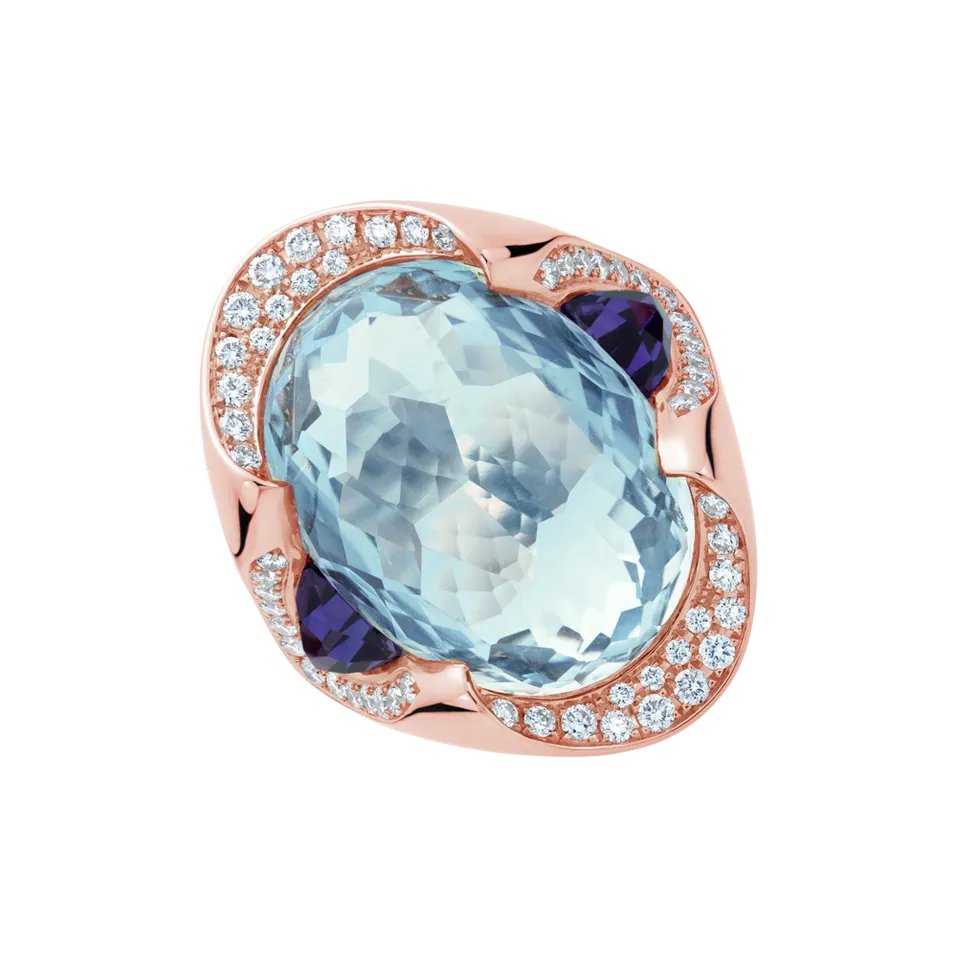 Prsten s diamanty a topazem a ametysty Viridian Grace