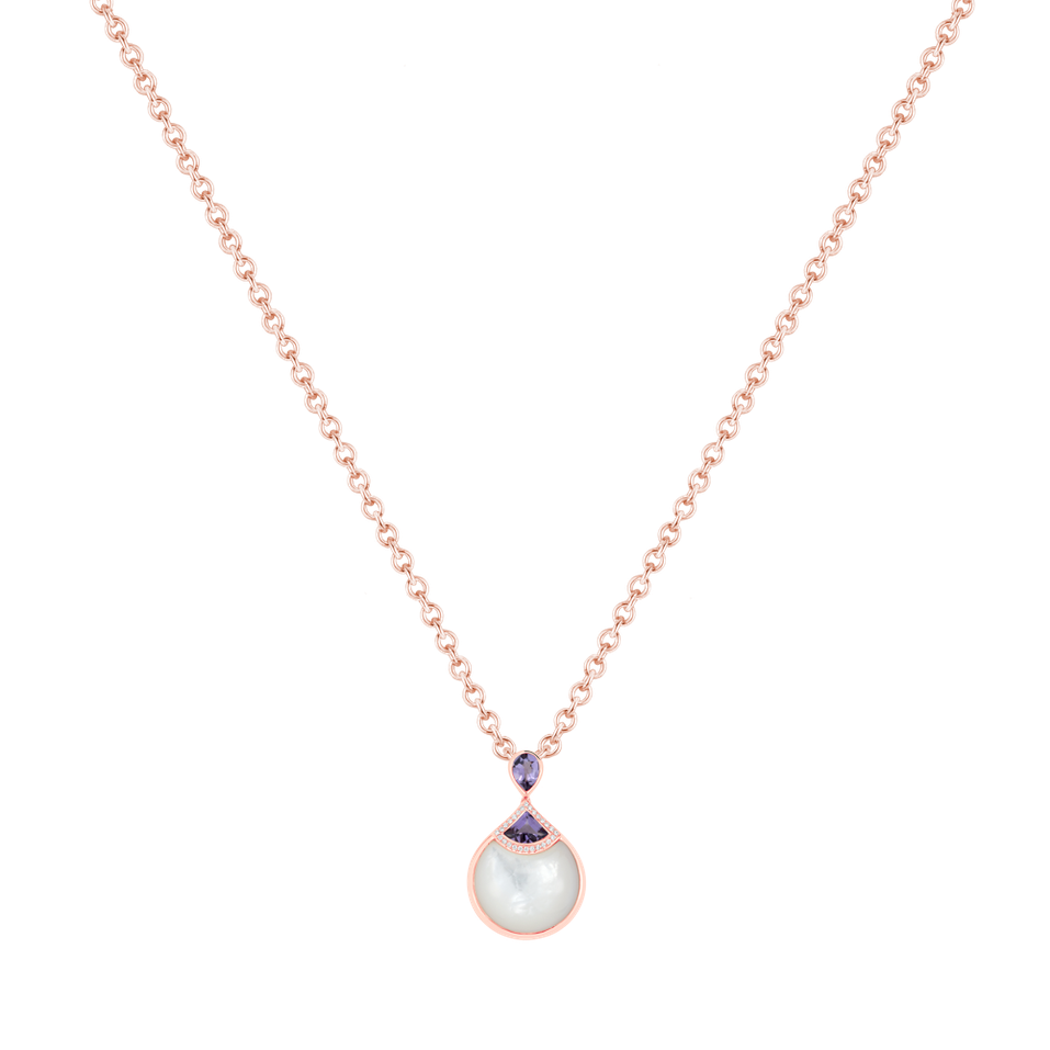 Náhrdelník s diamanty, ametystem a perletí Velaryn