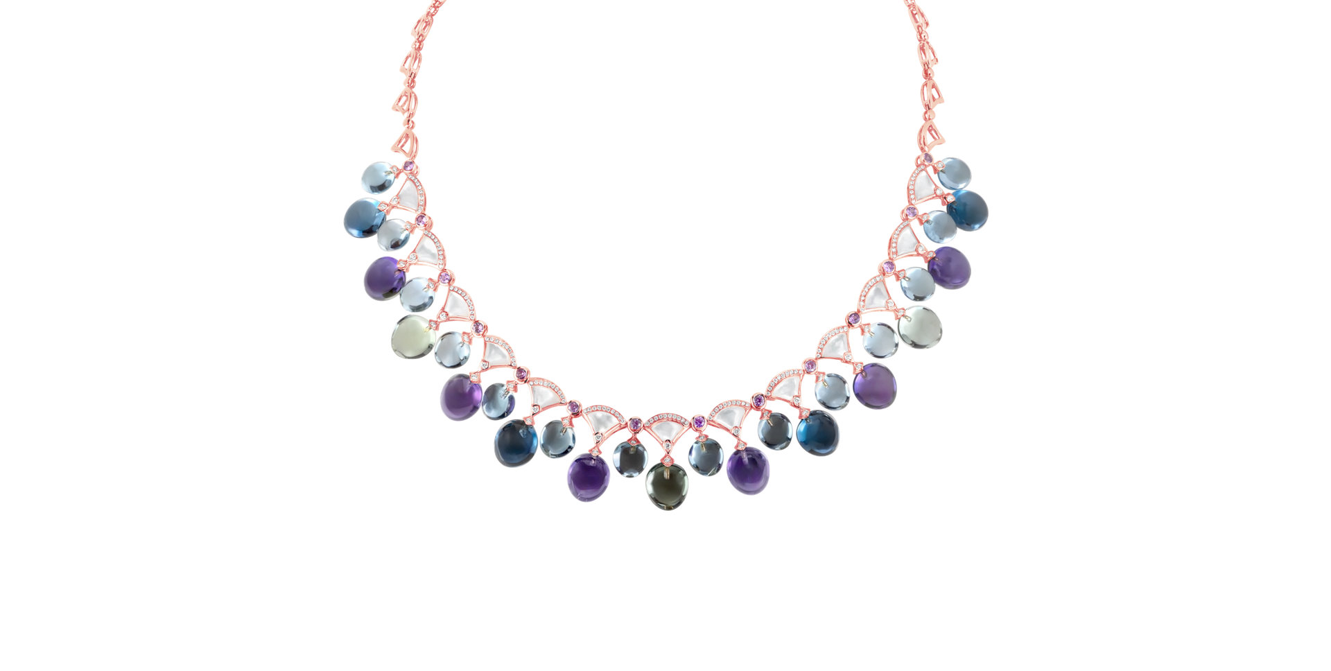 Náhrdelník s diamanty a drahokamy Prismatic Rain