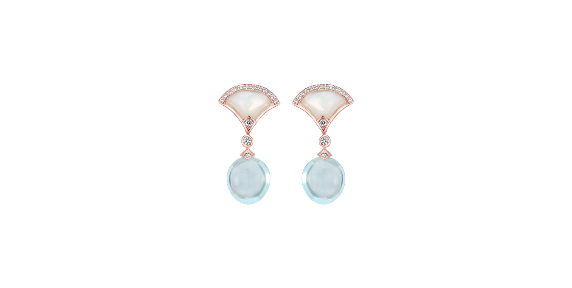 Náušnice s diamanty, topazem a perletí Imperya