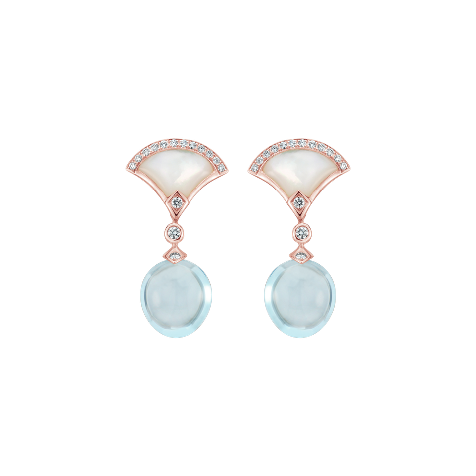 Náušnice s diamanty, topazem a perletí Imperya