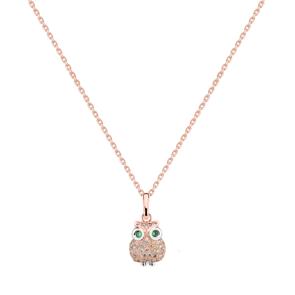 Přívěsek s diamanty a granáty Magical Owl