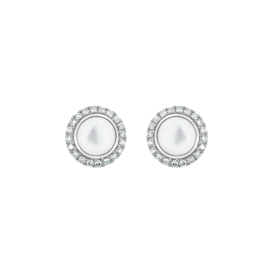 Náušnice s diamanty a perlou Pure Pearl