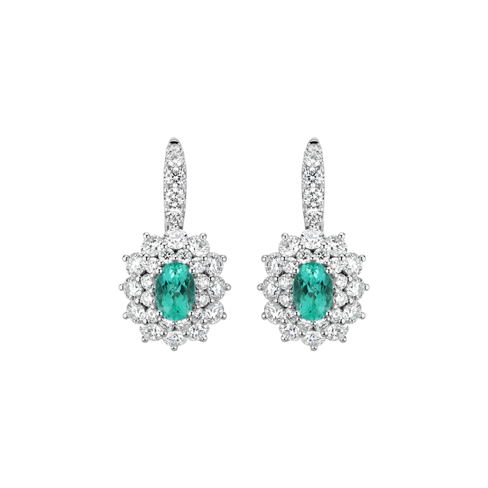 Náušnice s diamanty a paraibou Queen of Paraiba