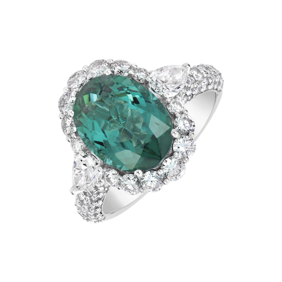 Prsten s diamanty a turmalínem Lorienth