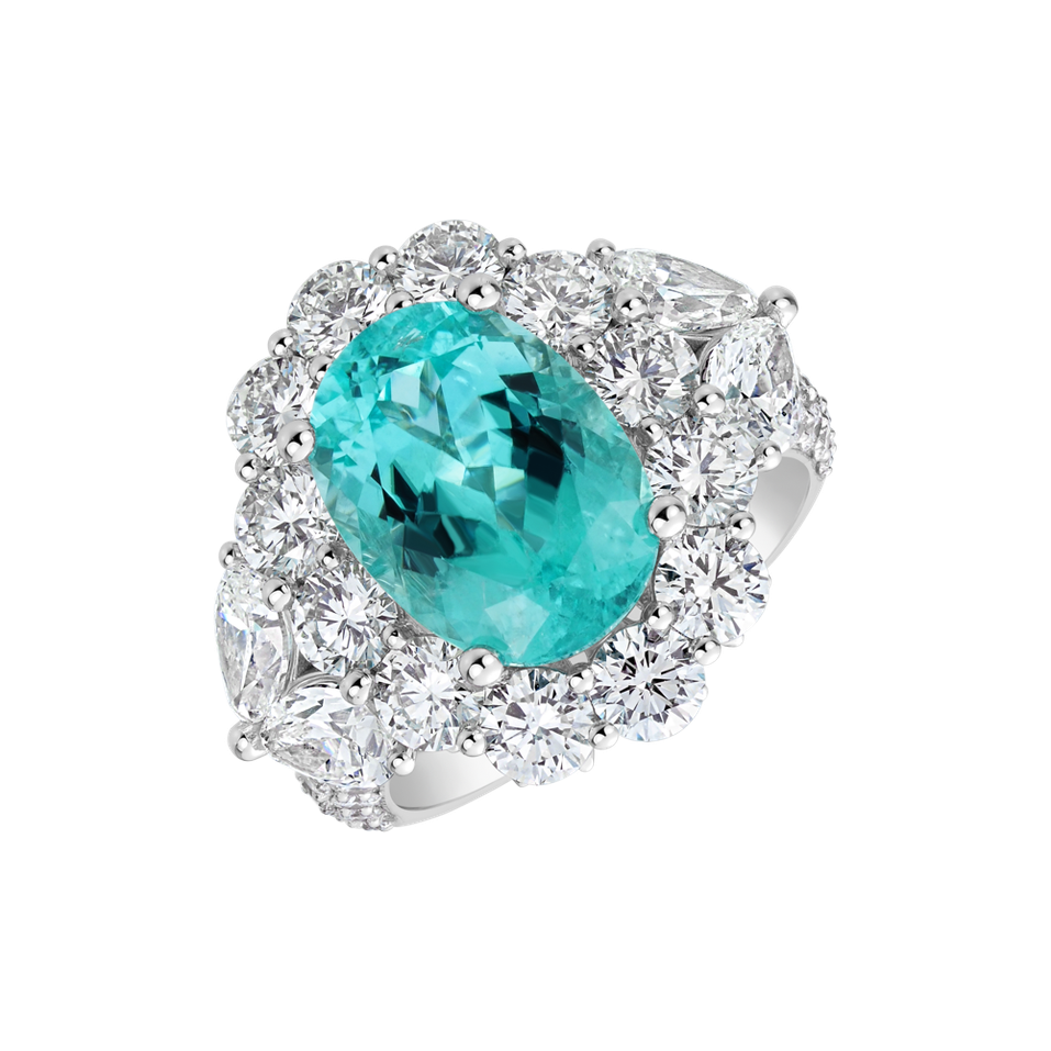 Prsten s diamanty a paraibou Crowned by Waves