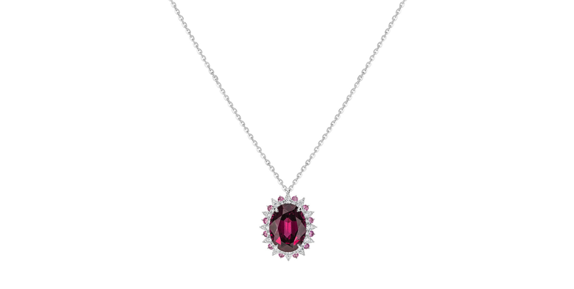 Náhrdelník s diamanty a rhodolitem Scarlet Monarch