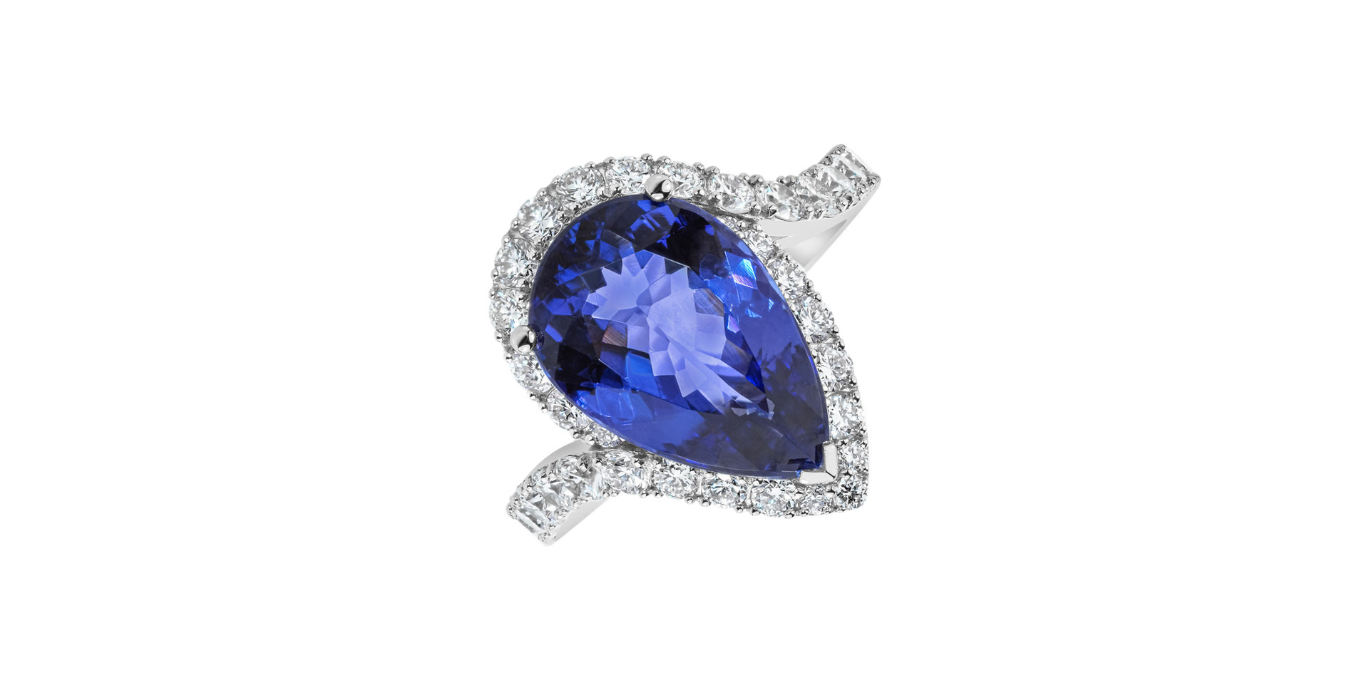 Prsten s diamanty a tanzanitem Teardrop of The Sea