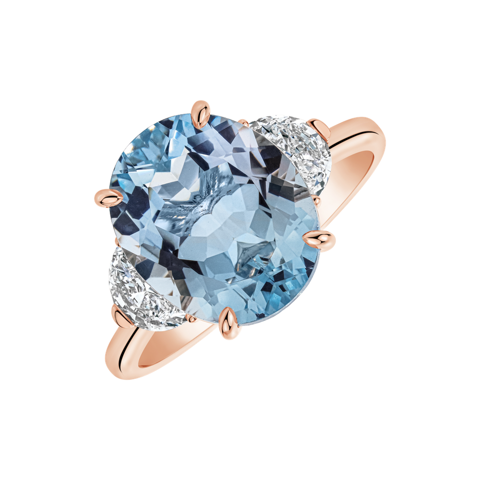 Prsten s diamanty a akvamarínem Dynasty Gem