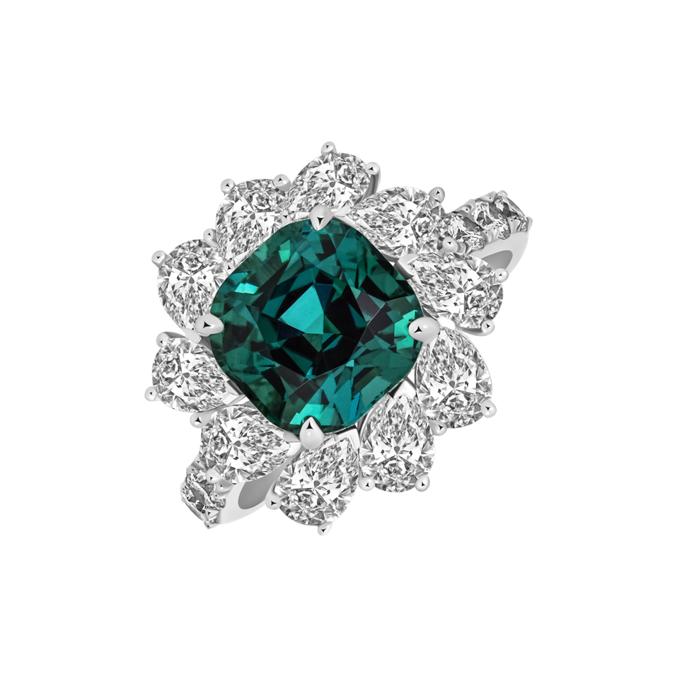 Prsten s diamanty a turmalínem Ocean Empress