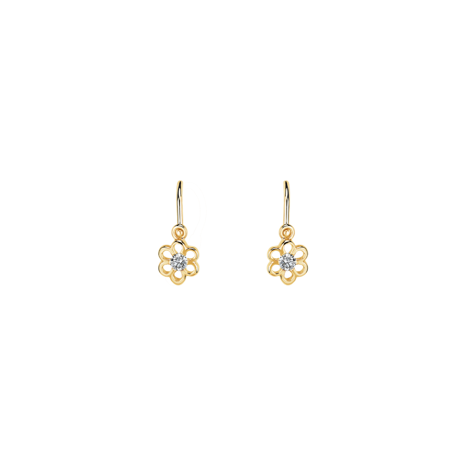 Náušnice 14kt žluté zlato s diamantem Baby Charm