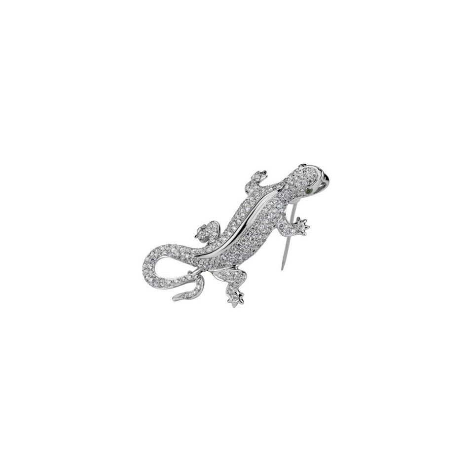 Brož a přívěs s diamanty a granáty Diamond Gecko