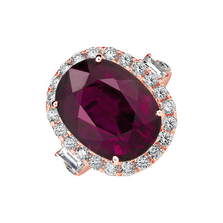 Prsten 18kt růžové zlato s diamantem a turmalínem purple Venus Touch