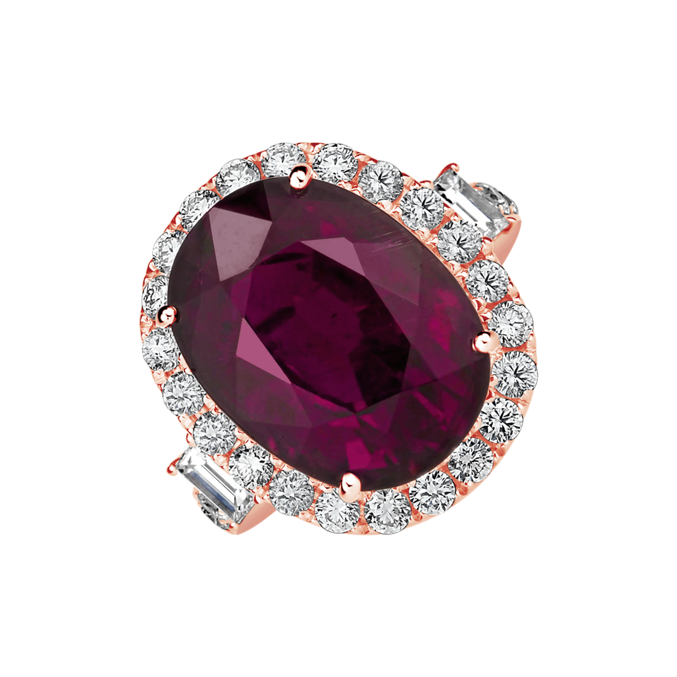 Prsten 18kt růžové zlato s diamantem a turmalínem purple Venus Touch
