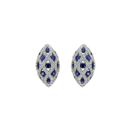 Náušnice se safíry a diamanty Dark Blue Catherine