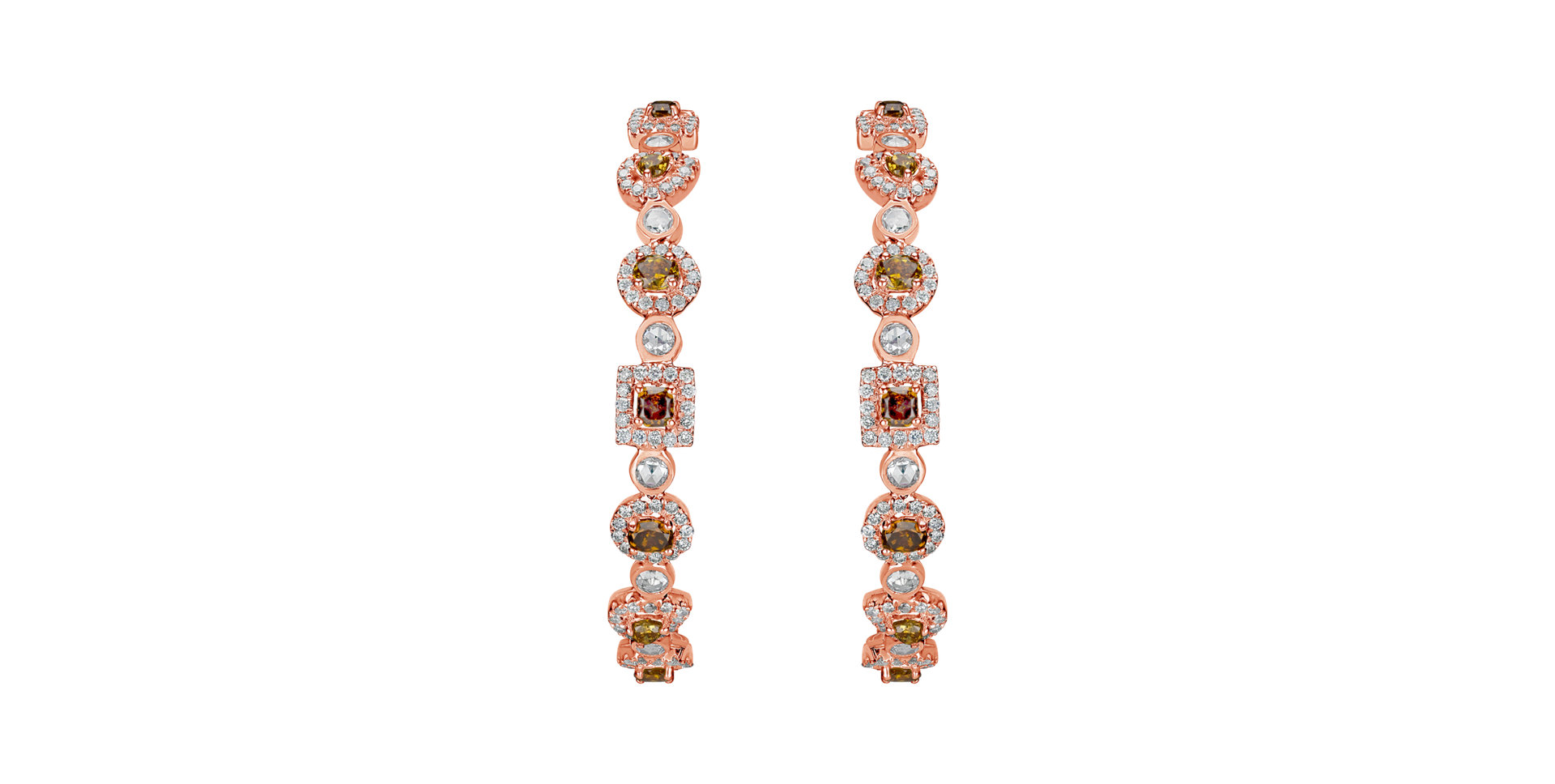 Náušnice s hnědými a bílými diamanty Earth Queen