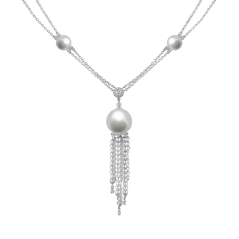 Náhrdelník s diamanty a perlami Oceara