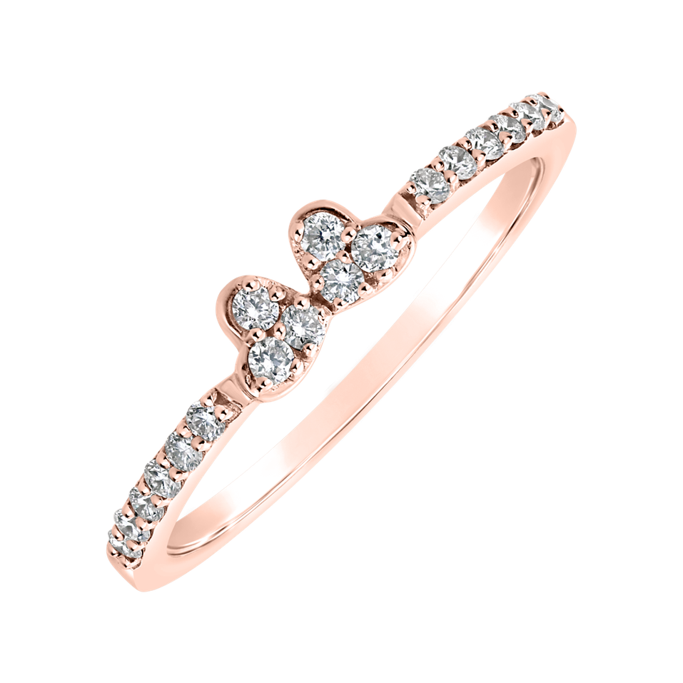 Prsten s diamanty Double Hearts