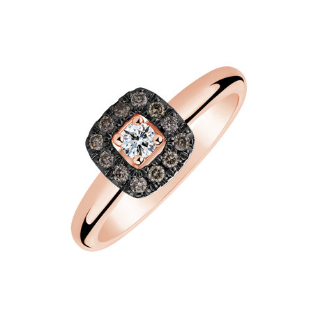 Prsten s bílými a hnědými diamanty Charming Space