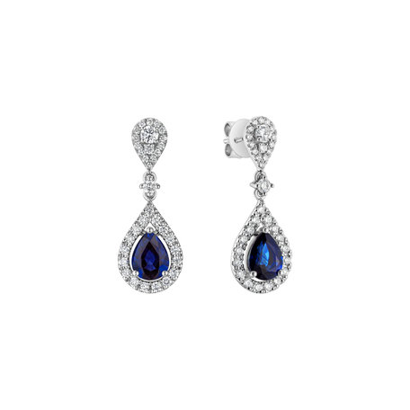 Náušnice s safírem a diamanty Lavish Feeling