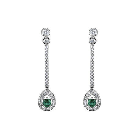 Náušnice se smaragdem a diamanty Glamour Drop