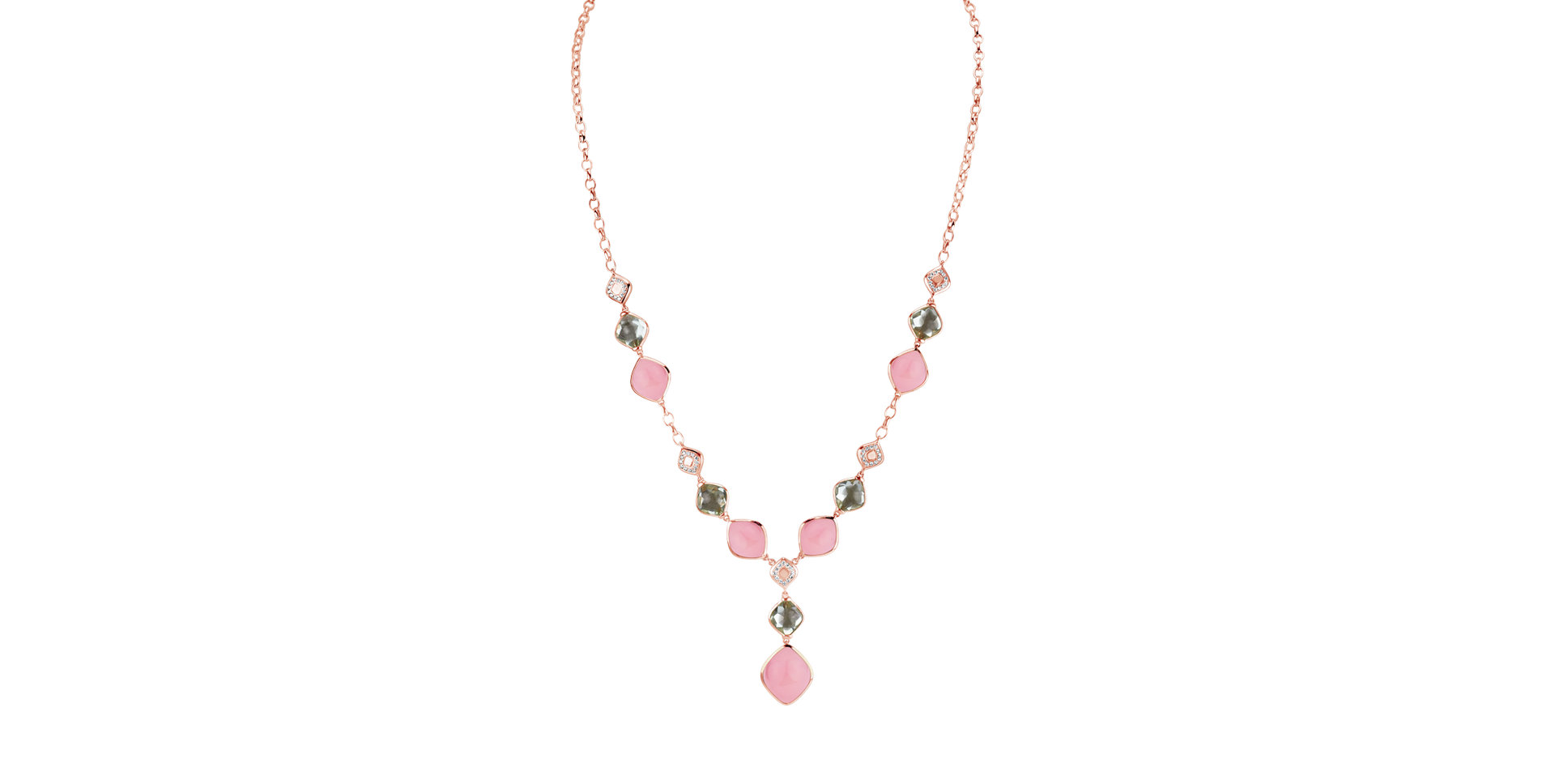 Náhrdelník s diamanty, ametysty a růženíny Caesarean Charm