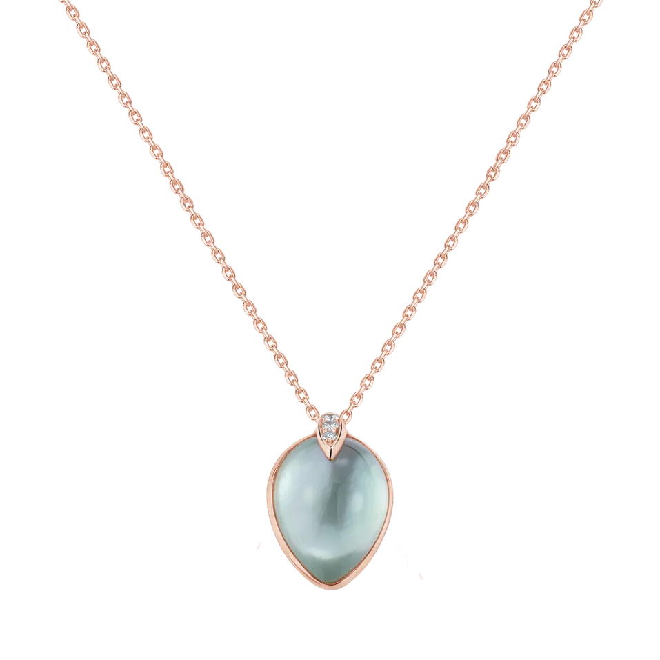 Přívěs s diamanty, ametystem a perletí Pearl Leaf