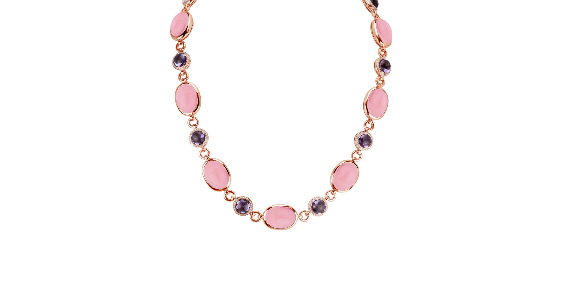 Náhrdelník s diamanty, ametysty a růženíny Caesarean Desire