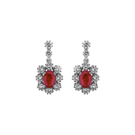 Náušnice s rubínem a diamanty Crimson Luck