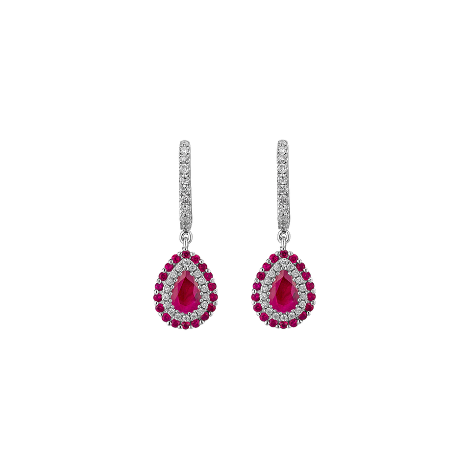 Náušnice s diamanty a rubíny Crimsion Sadness