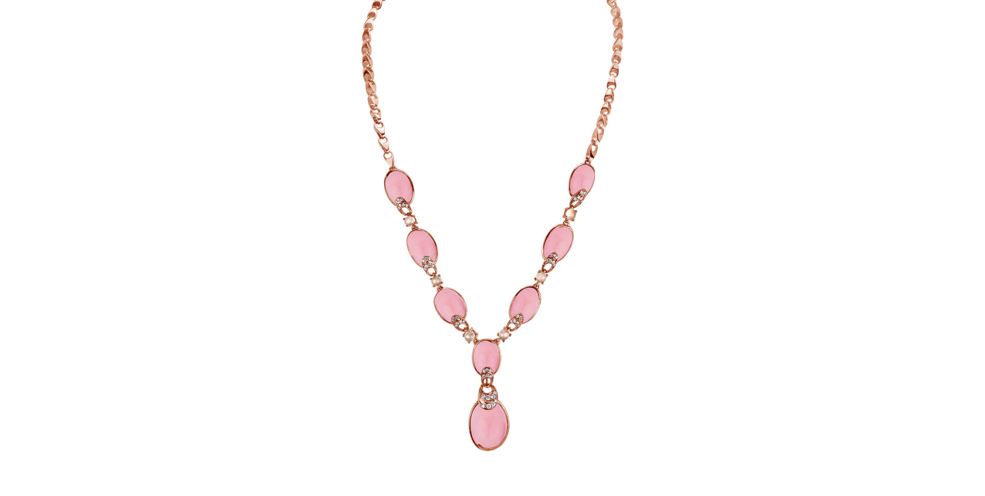 Náhrdelník s diamanty, růženíny a quartzy Eternal Rainbow
