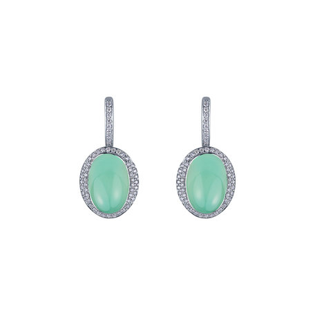 Náušnice s chalcedonem a diamanty Endless Bloom