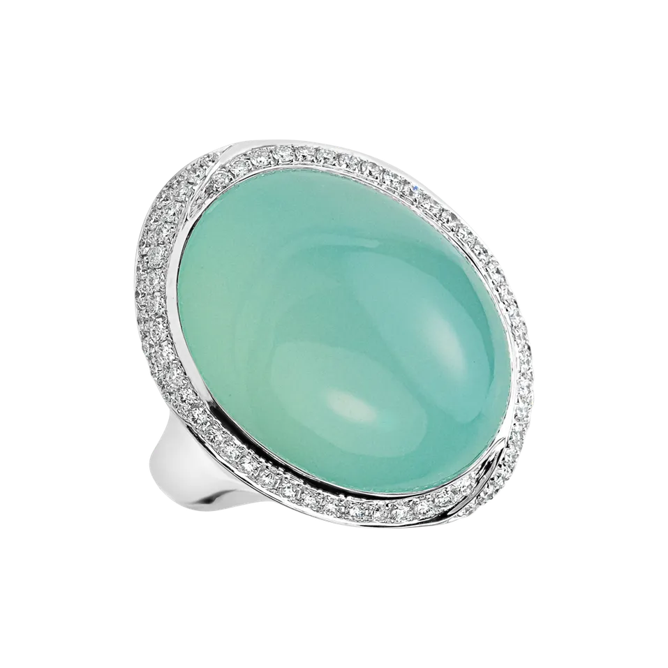 Prsten s chalcedonem a diamanty Floral Harmony