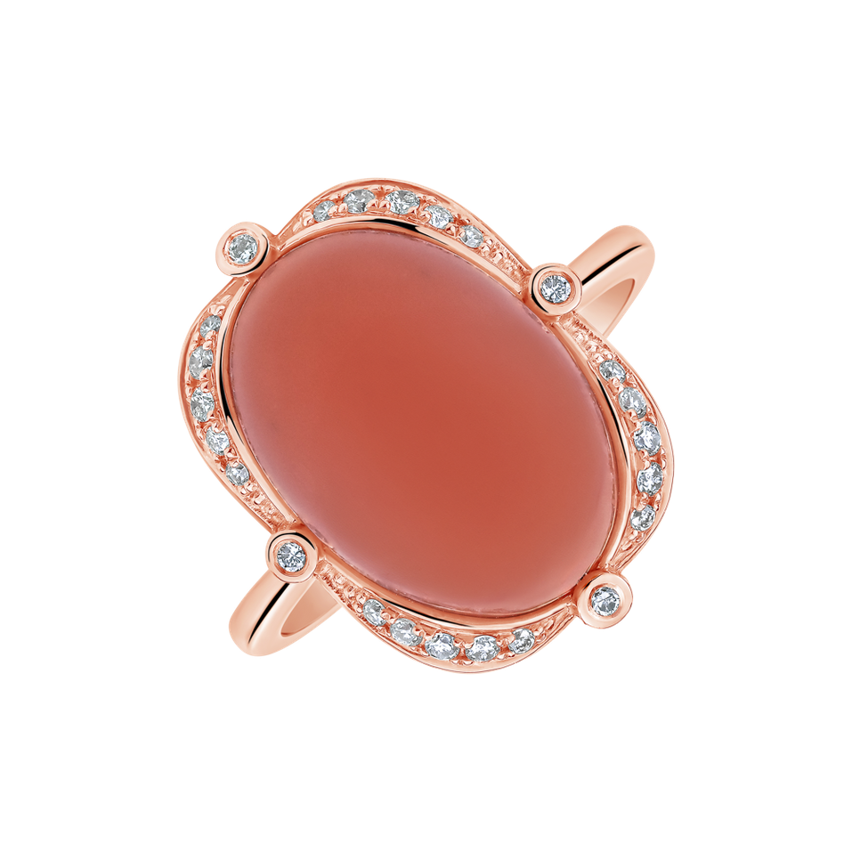 Prsten s diamanty a měsíčním kamenem Herbal love