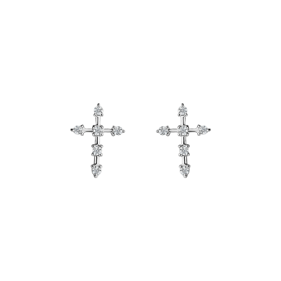 Náušnice s diamanty Passion Cross