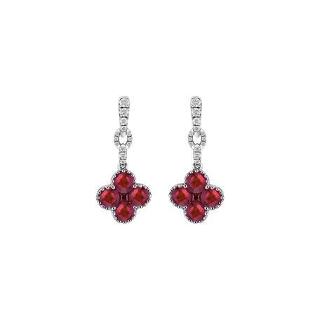 Náušnice s diamanty a rubíny Fire Clover