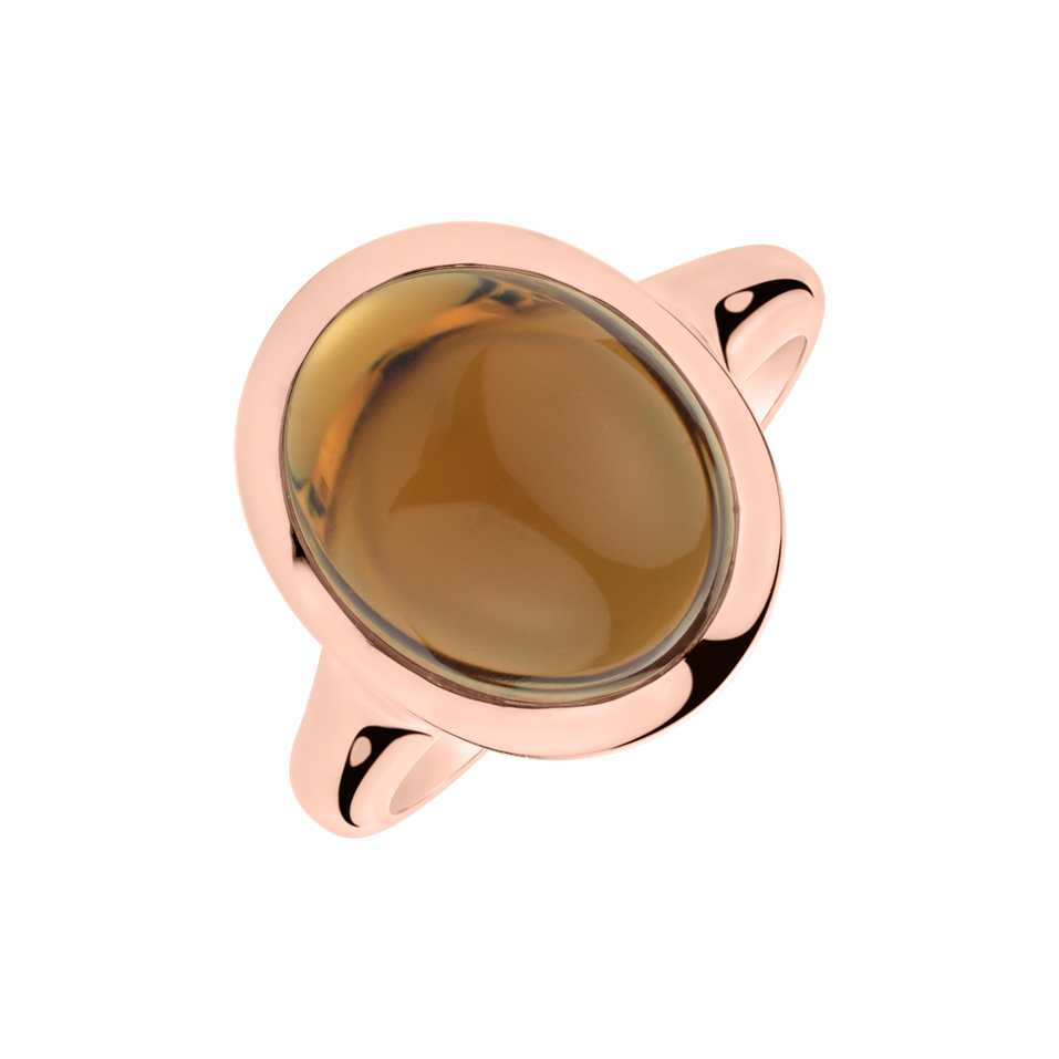 Prsten 14kt růžové zlato s cogniak quartzem Sweet Wish