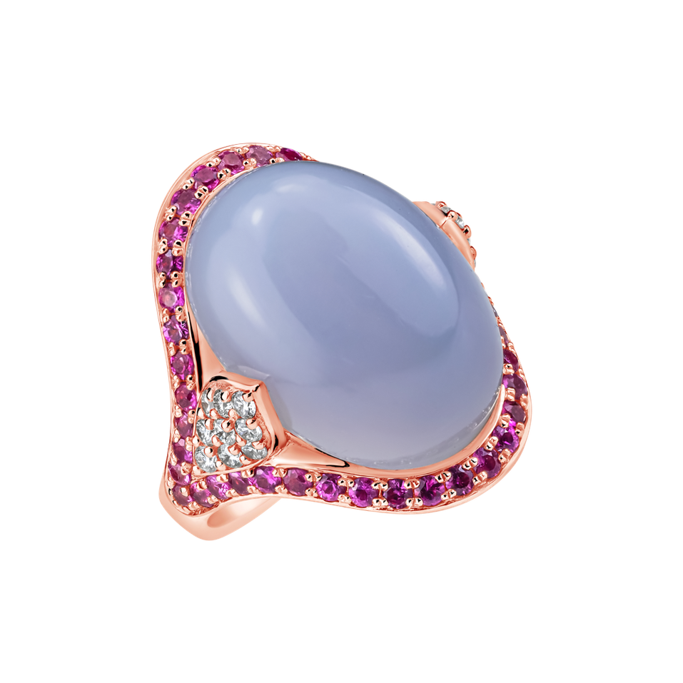 Prsten s diamanty, ametystem a safíry Baroque Essence