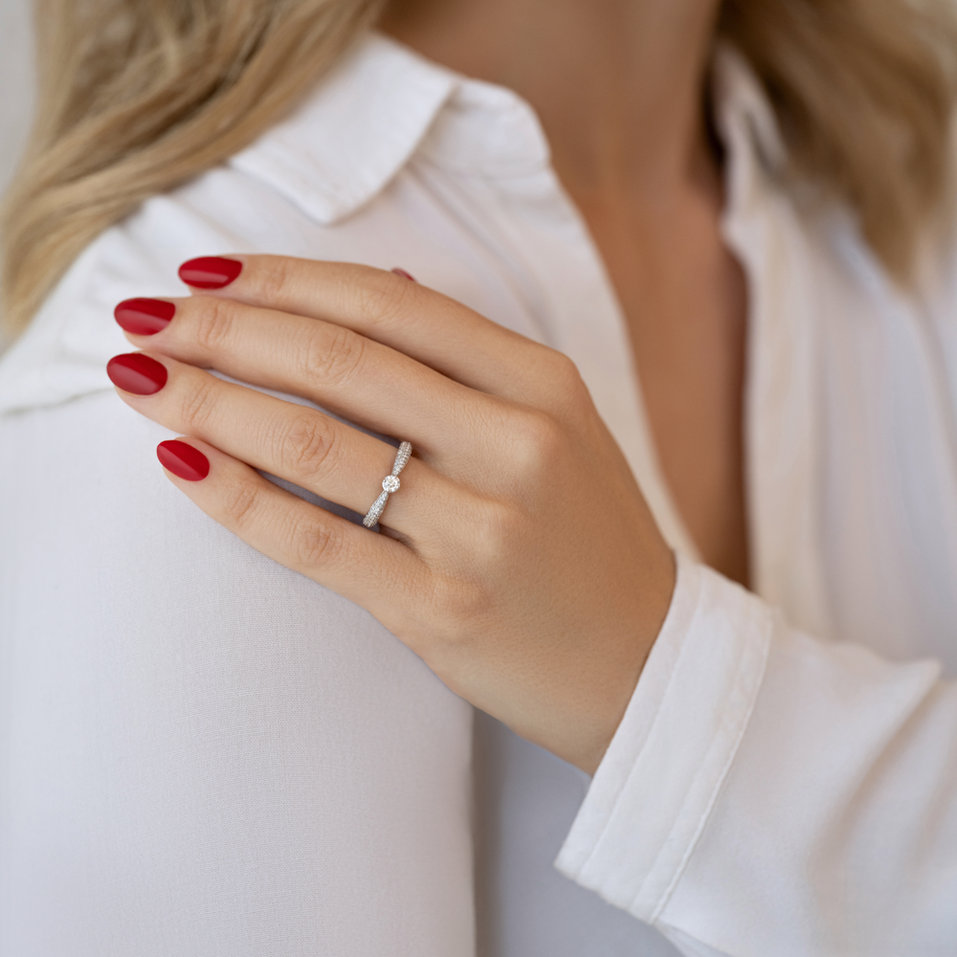 Prsten 14kt bílé zlato s diamantem Dream Ritual