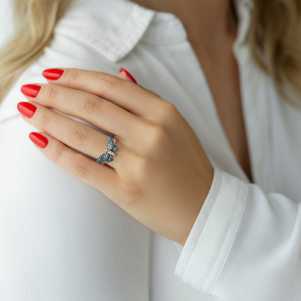 Prsten s diamanty, rubíny a safíry Shiny Wings