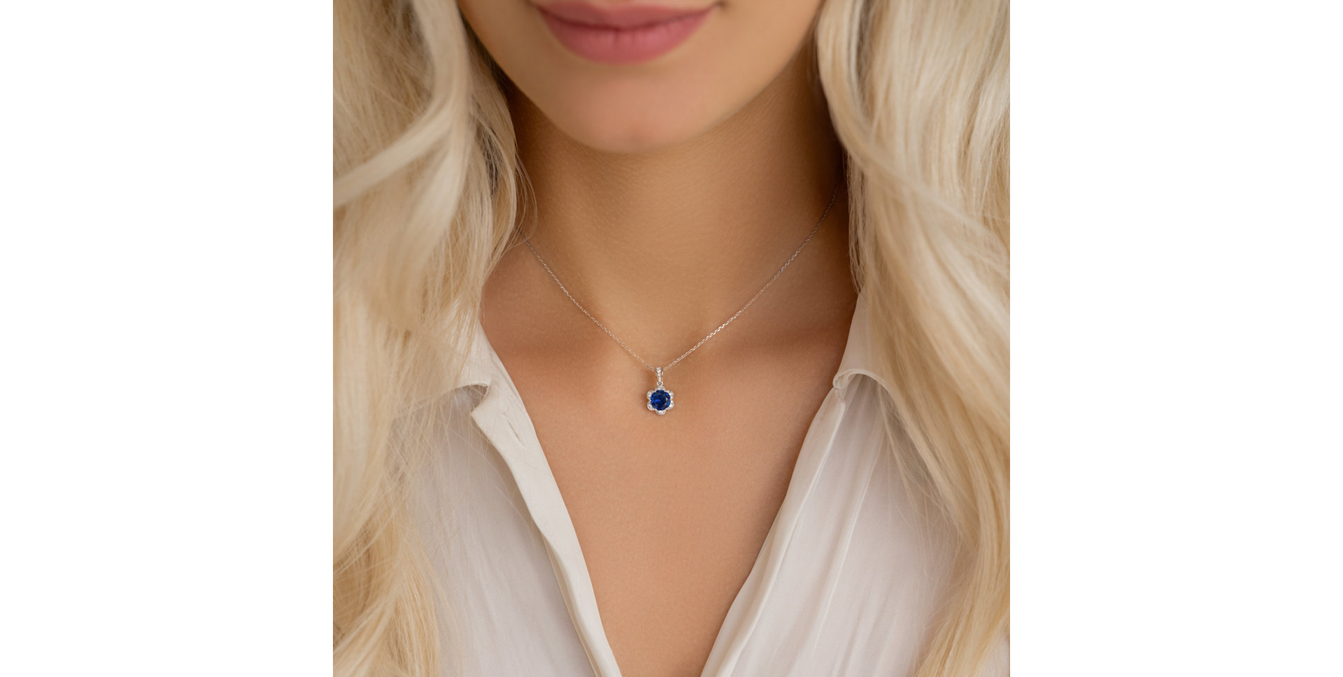 Přívěs se safírem a diamanty Floral Dreams