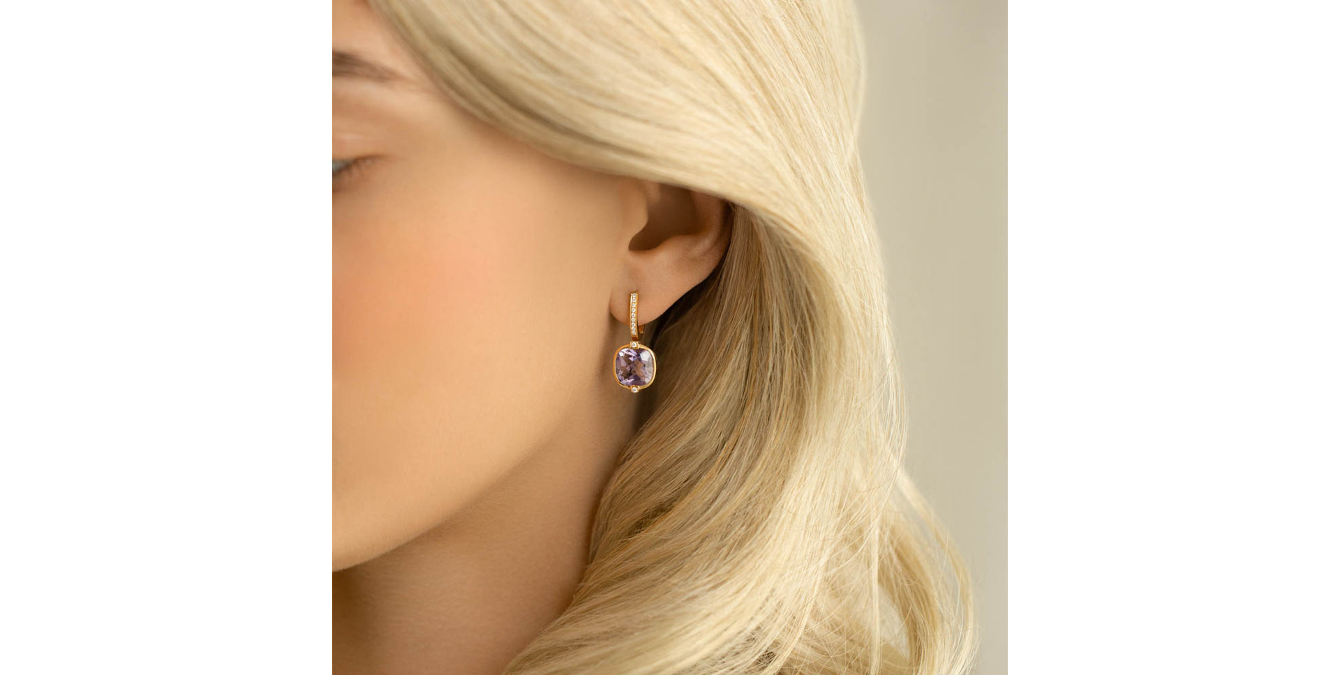 Náušnice s ametystem diamanty Alluring Ladyship