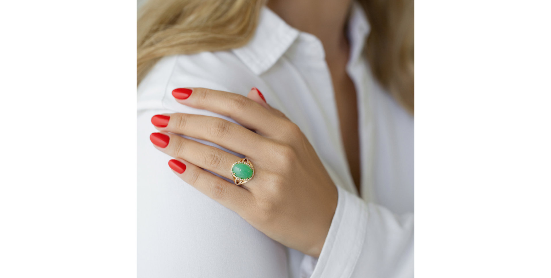 Prsten s chalcedonem a diamanty Posh Witchery