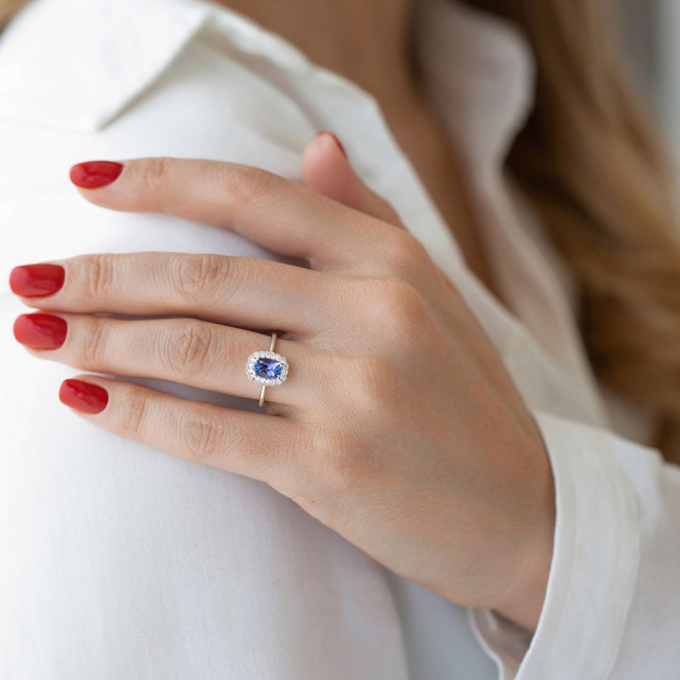Prsten s tanzanitem a diamanty Diamond Delight